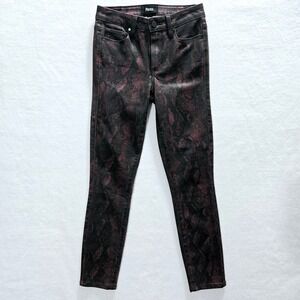Paige Hoxton Ultra Skinny Size 24 Womens Ankle Coated Red Snake Stretch Mid Rise